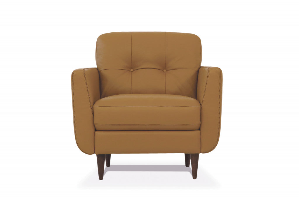 Genuine Leather Tufted Arm Chair