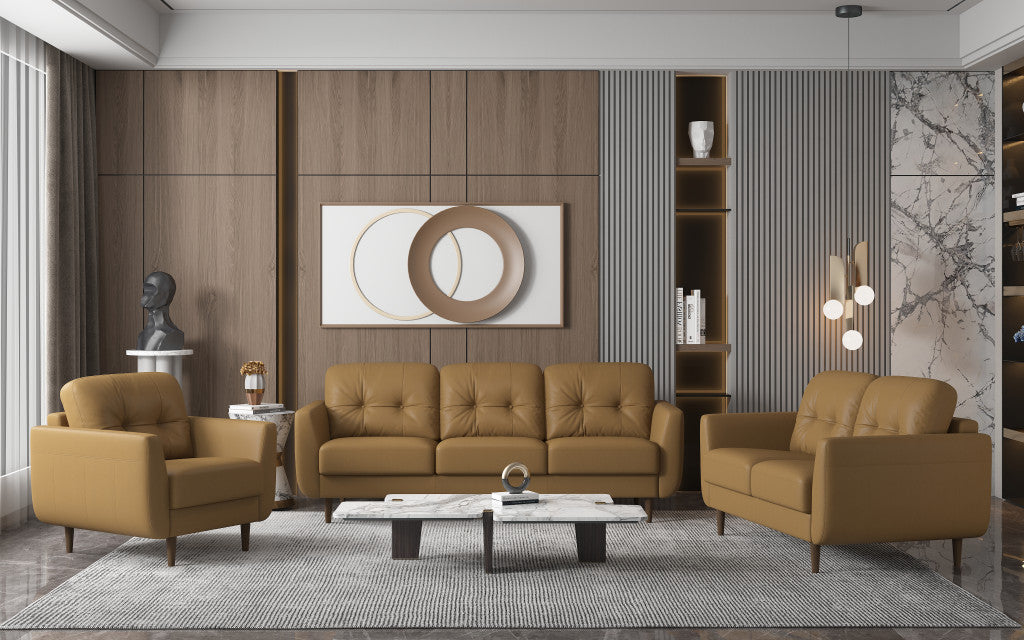 Genuine Leather Tufted Arm Chair