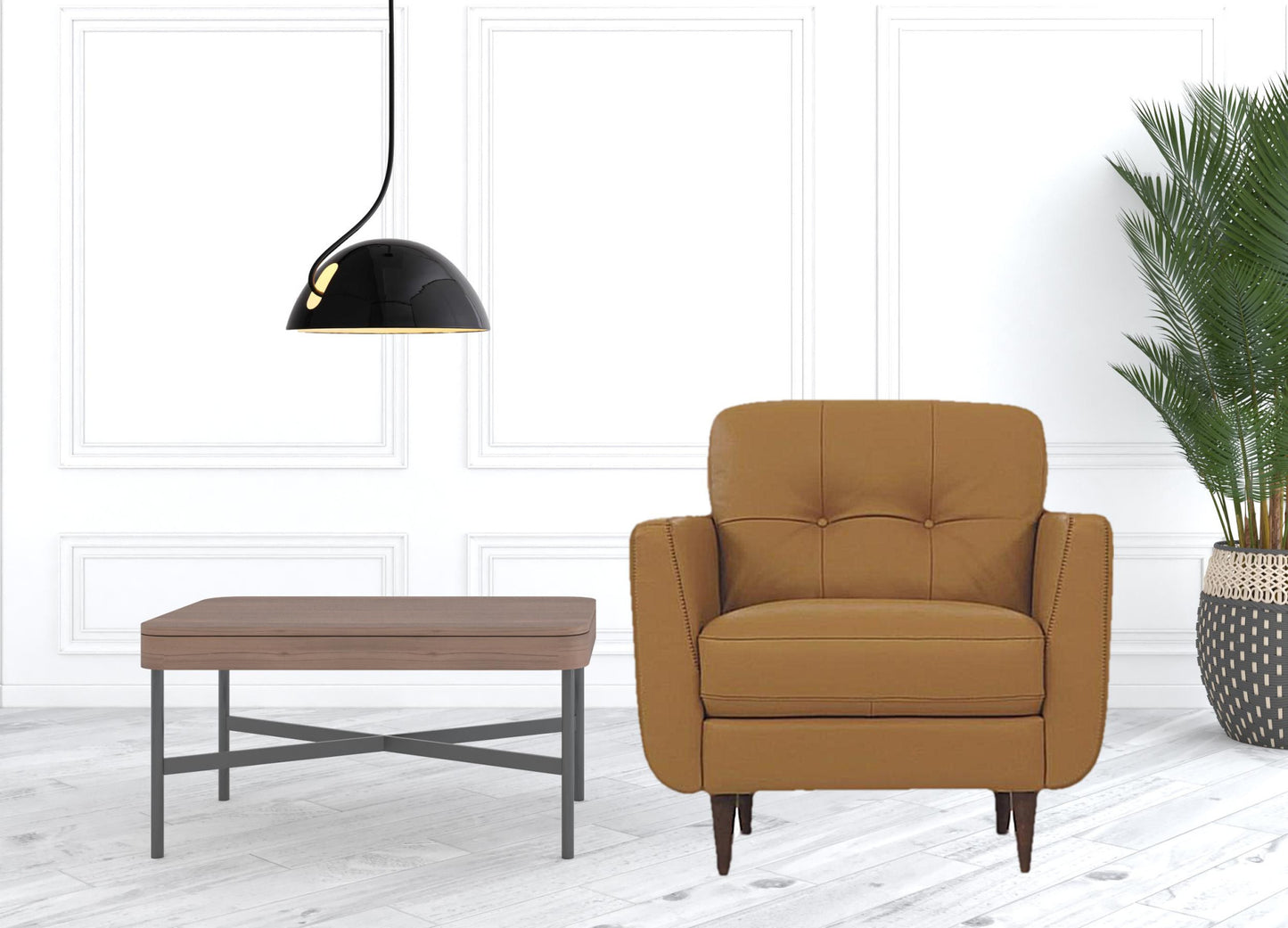 Genuine Leather Tufted Arm Chair