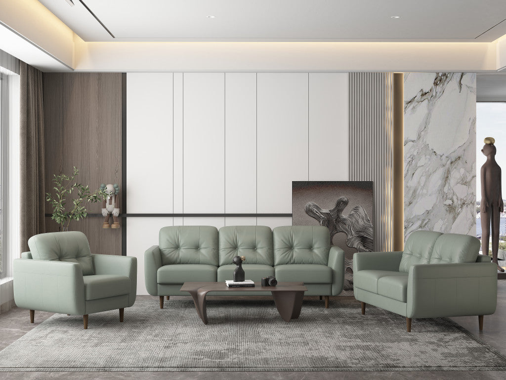 Genuine Leather Tufted Arm Chair