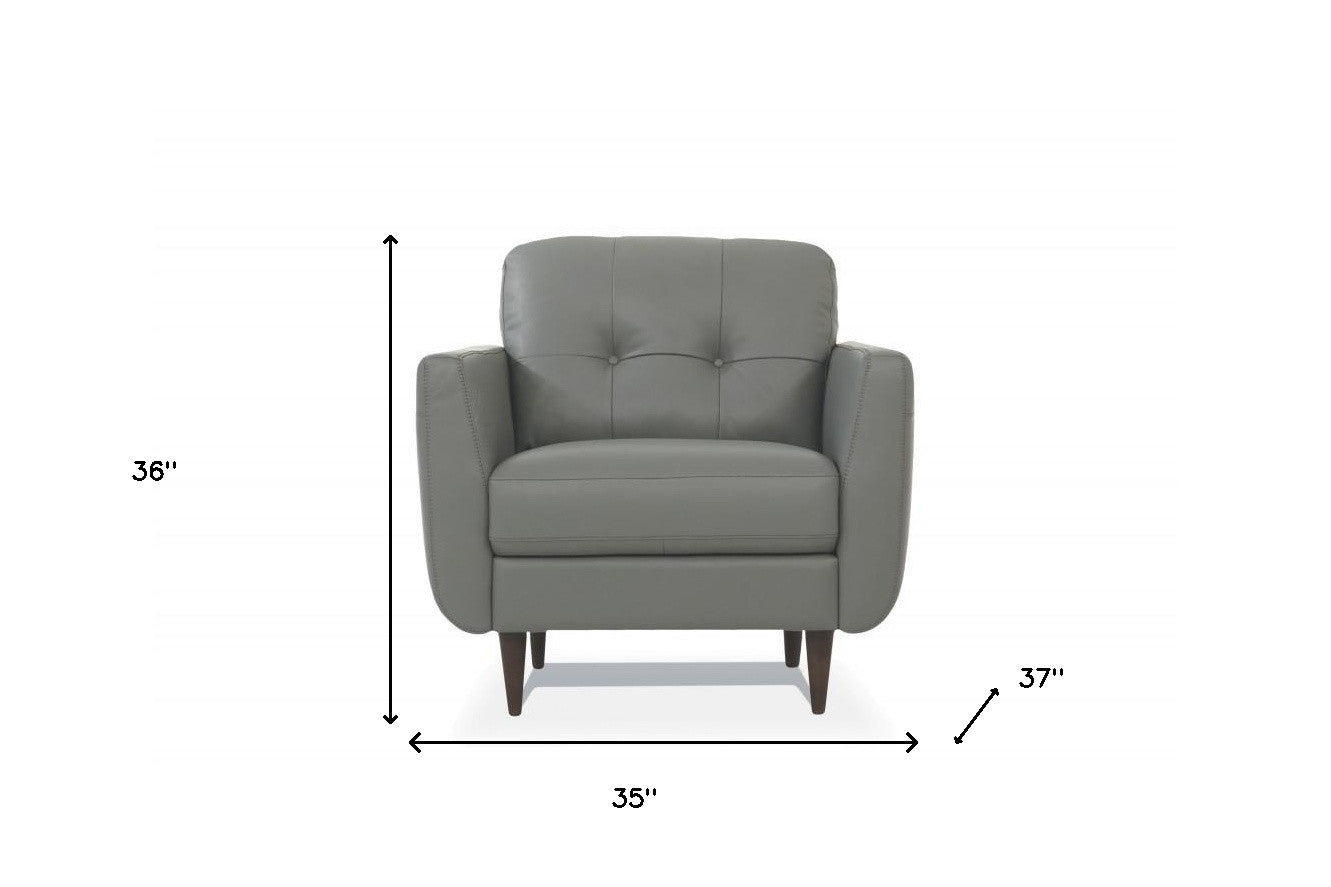 Genuine Leather Tufted Arm Chair