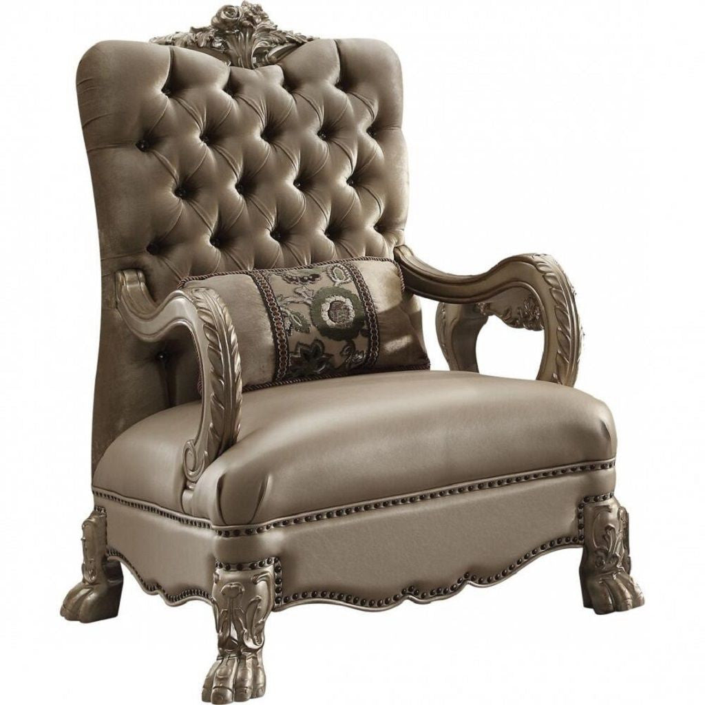Velvet Tufted Chesterfield Chair and Toss Pillow