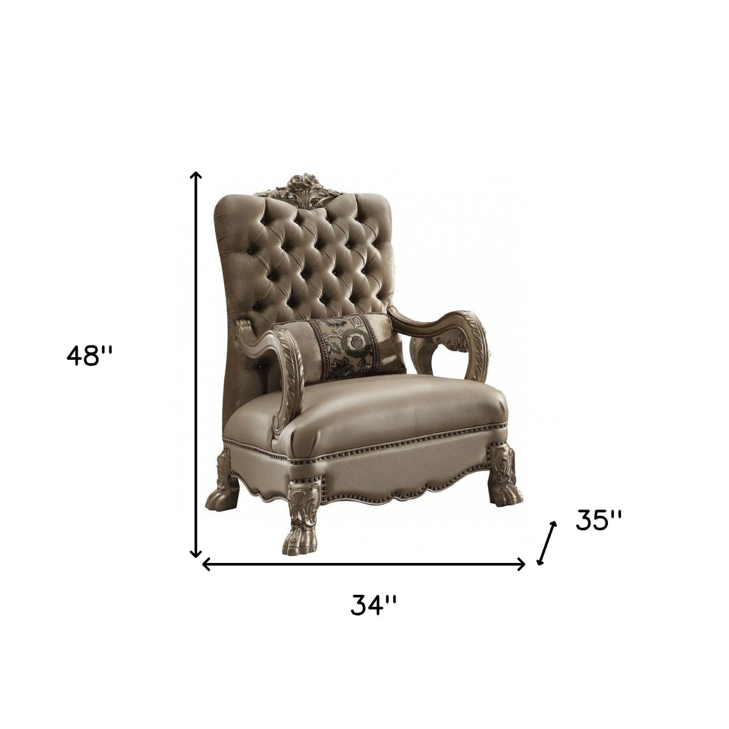 Velvet Tufted Chesterfield Chair and Toss Pillow