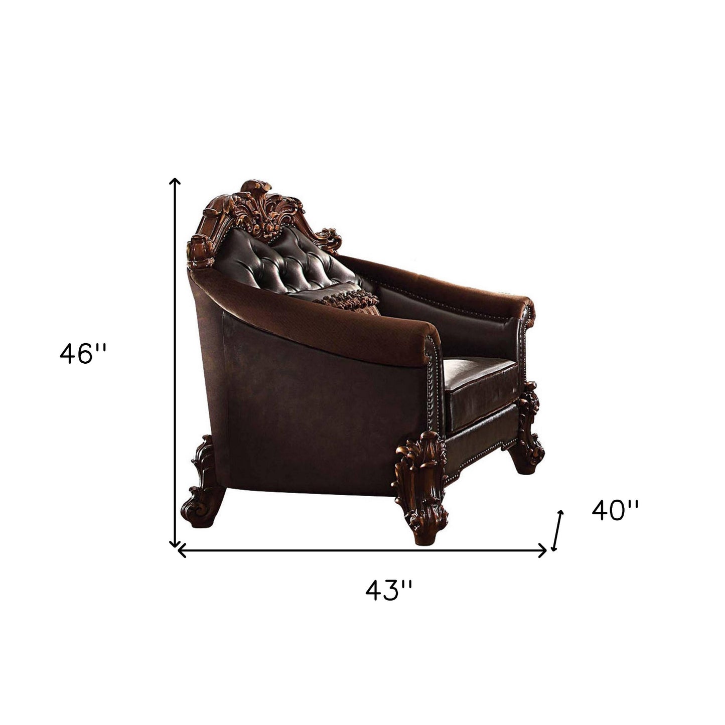 Faux Leather Tufted Chesterfield Chair and Toss Pillow