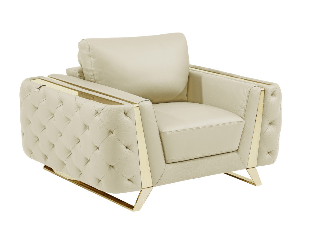 Genuine Leather Tufted Club Chair