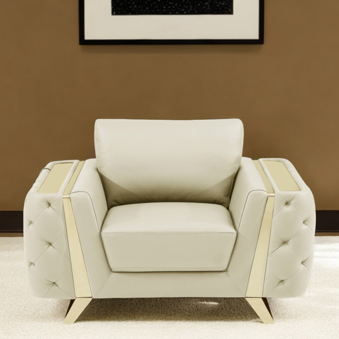 Genuine Leather Tufted Club Chair