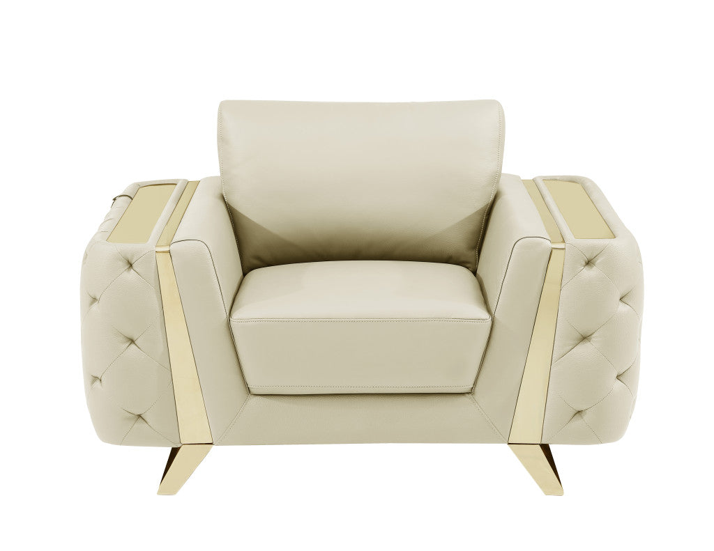 Genuine Leather Tufted Club Chair