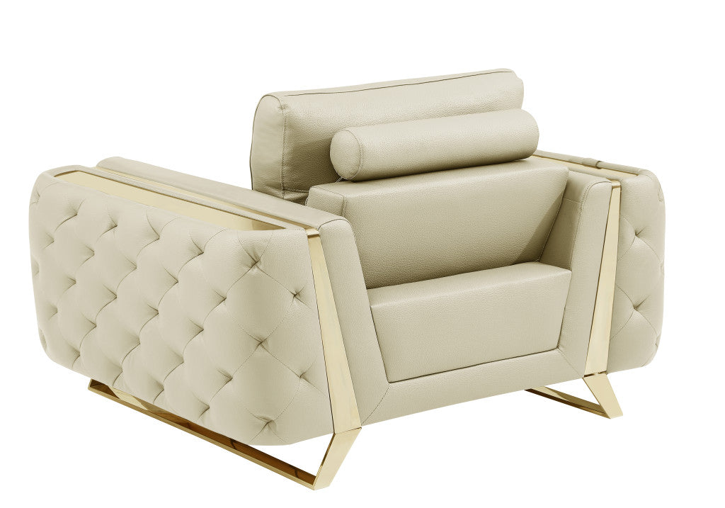 Genuine Leather Tufted Club Chair