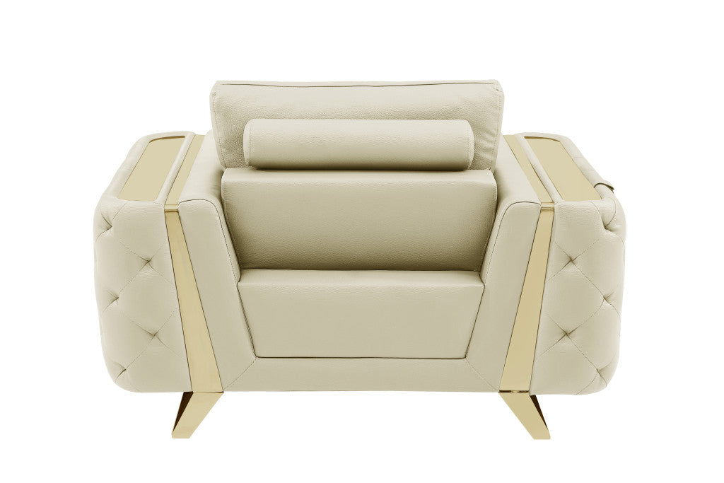 Genuine Leather Tufted Club Chair