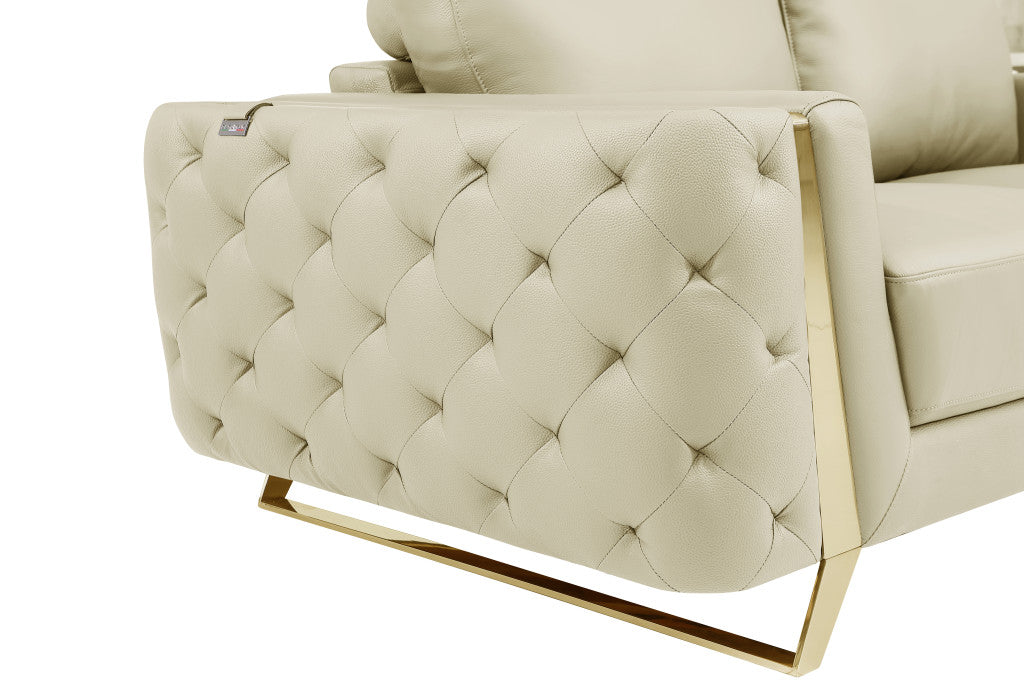 Genuine Leather Tufted Club Chair
