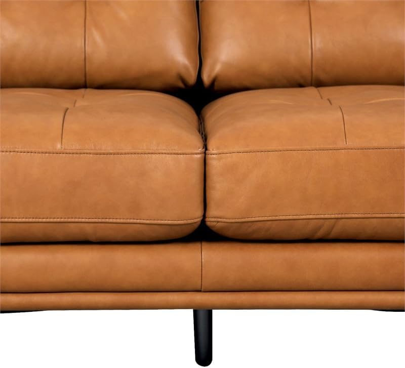 Kimberly Top Grain Leather 3 Seater Brown Sofa