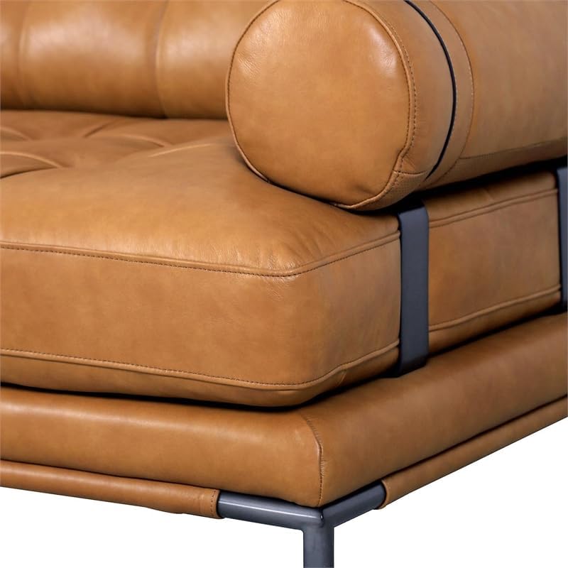 Kimberly Top Grain Leather 3 Seater Brown Sofa
