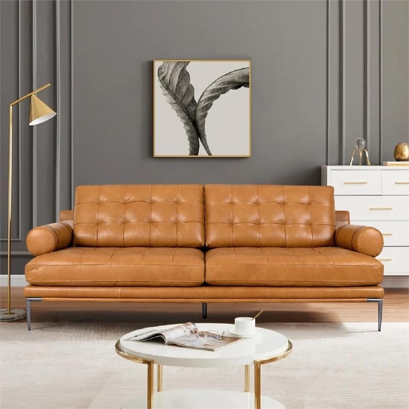 Kimberly Top Grain Leather 3 Seater Brown Sofa