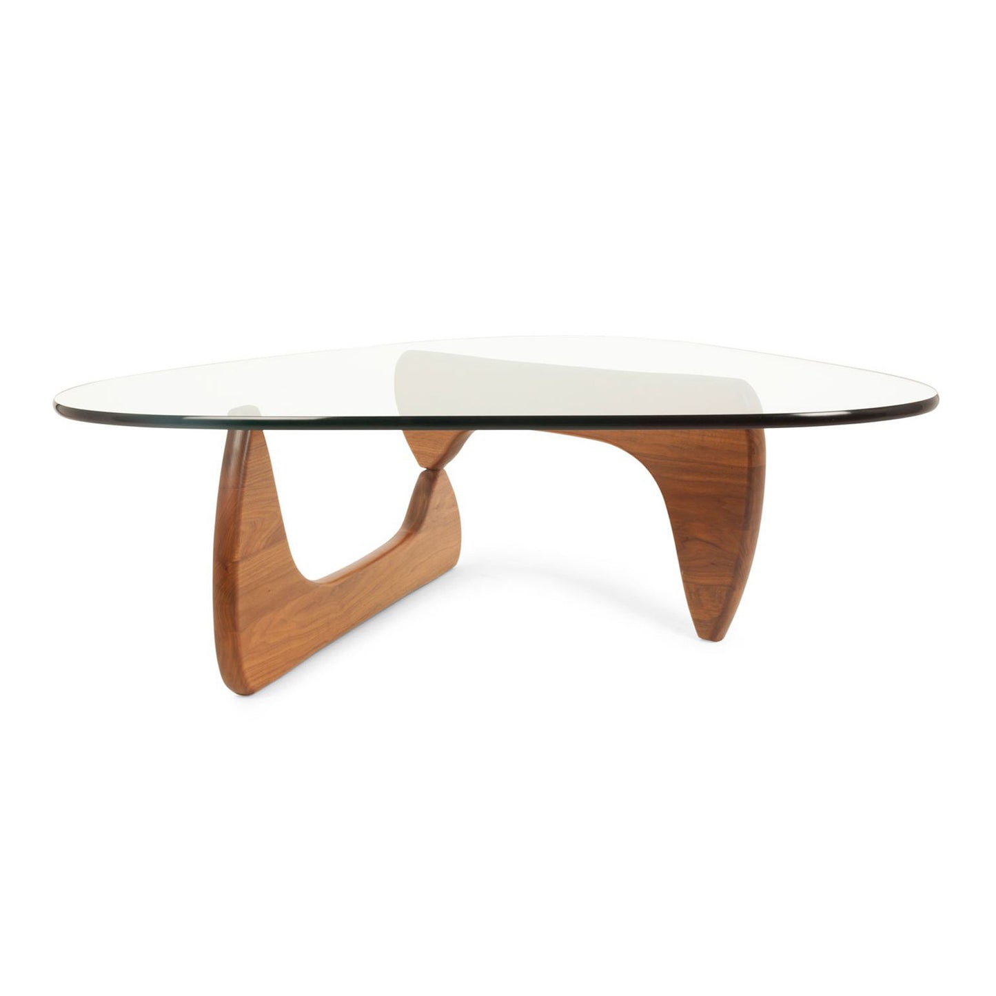 Glass and Solid Wood Triangle Coffee Table