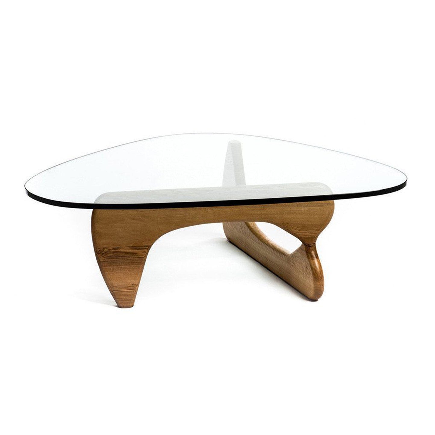 Glass and Solid Wood Triangle Coffee Table