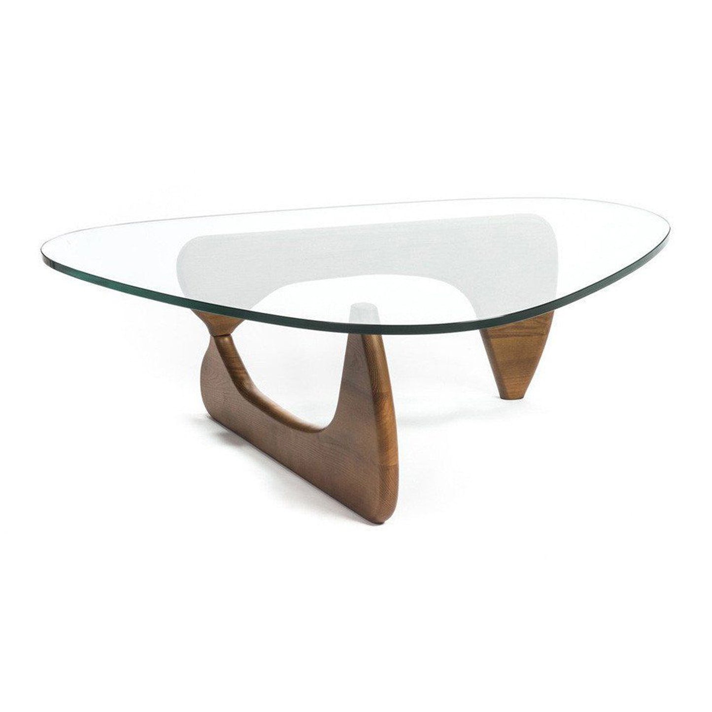 Glass and Solid Wood Triangle Coffee Table