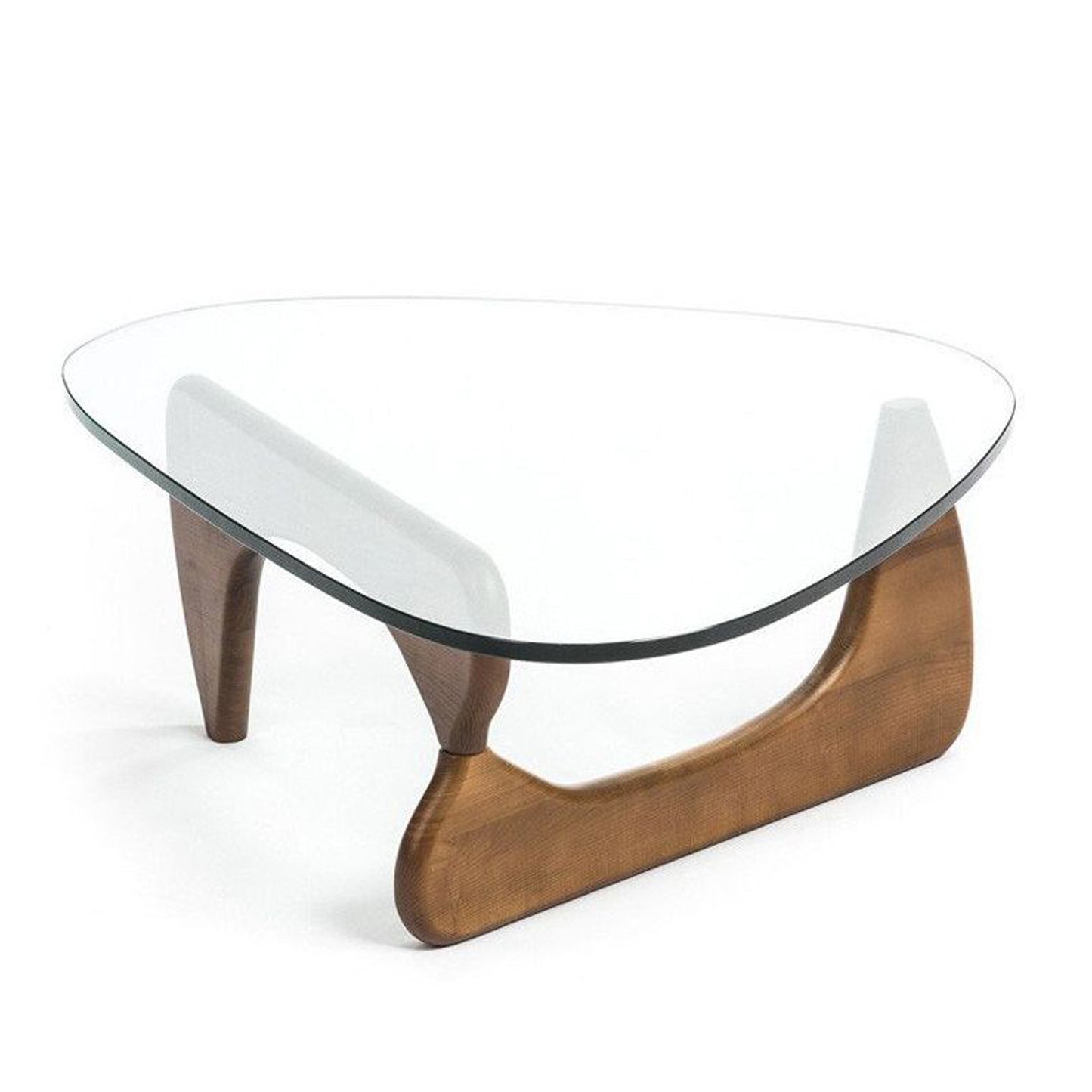 Glass and Solid Wood Triangle Coffee Table