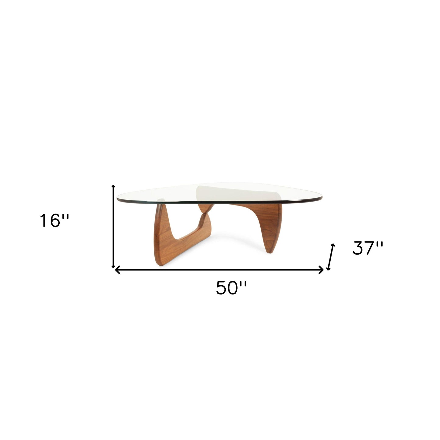 Glass and Solid Wood Triangle Coffee Table