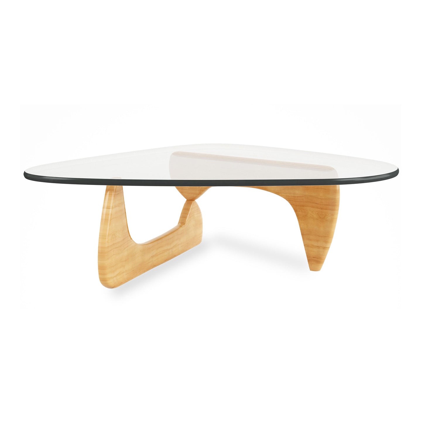 Glass and Solid Wood Triangle Coffee Table