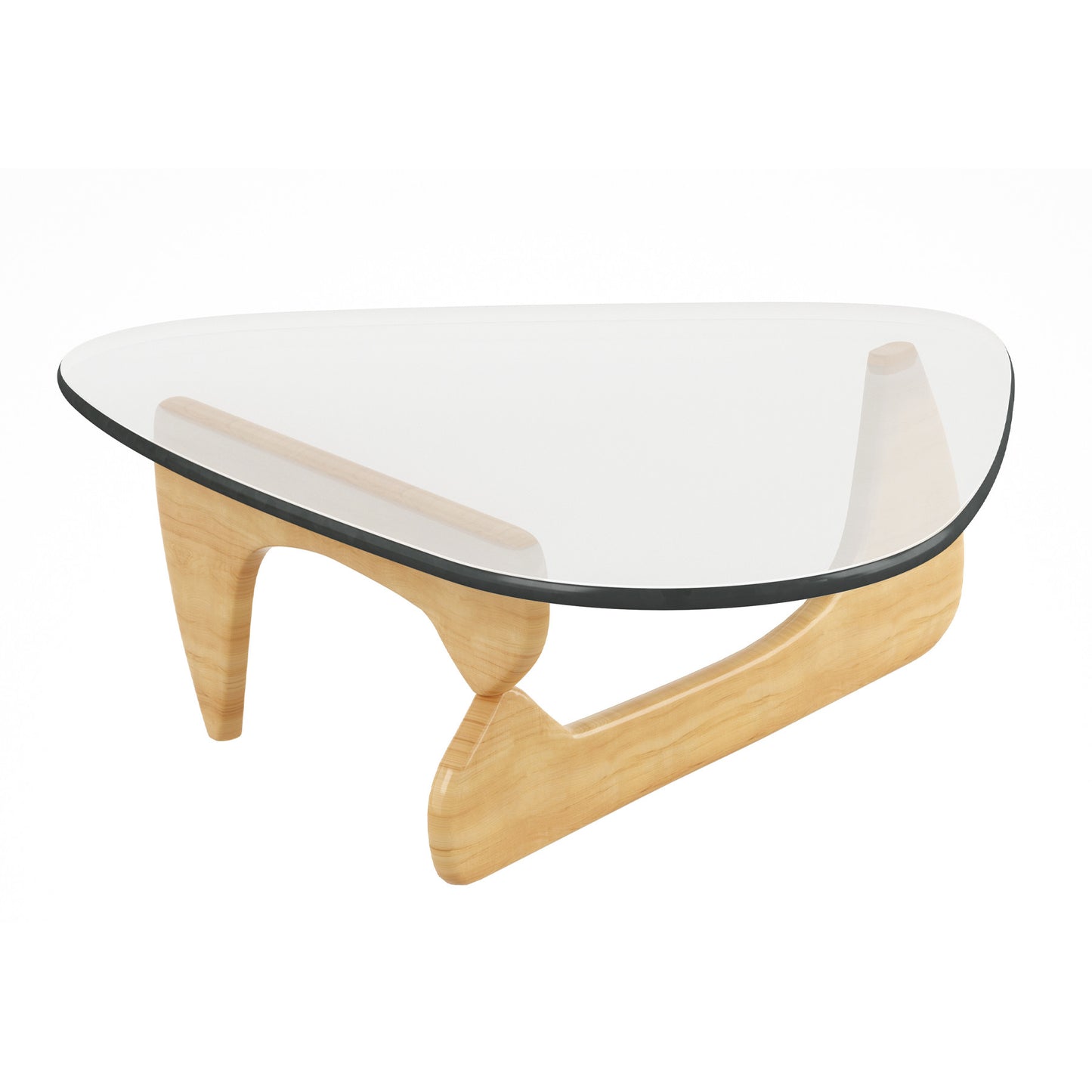 Glass and Solid Wood Triangle Coffee Table