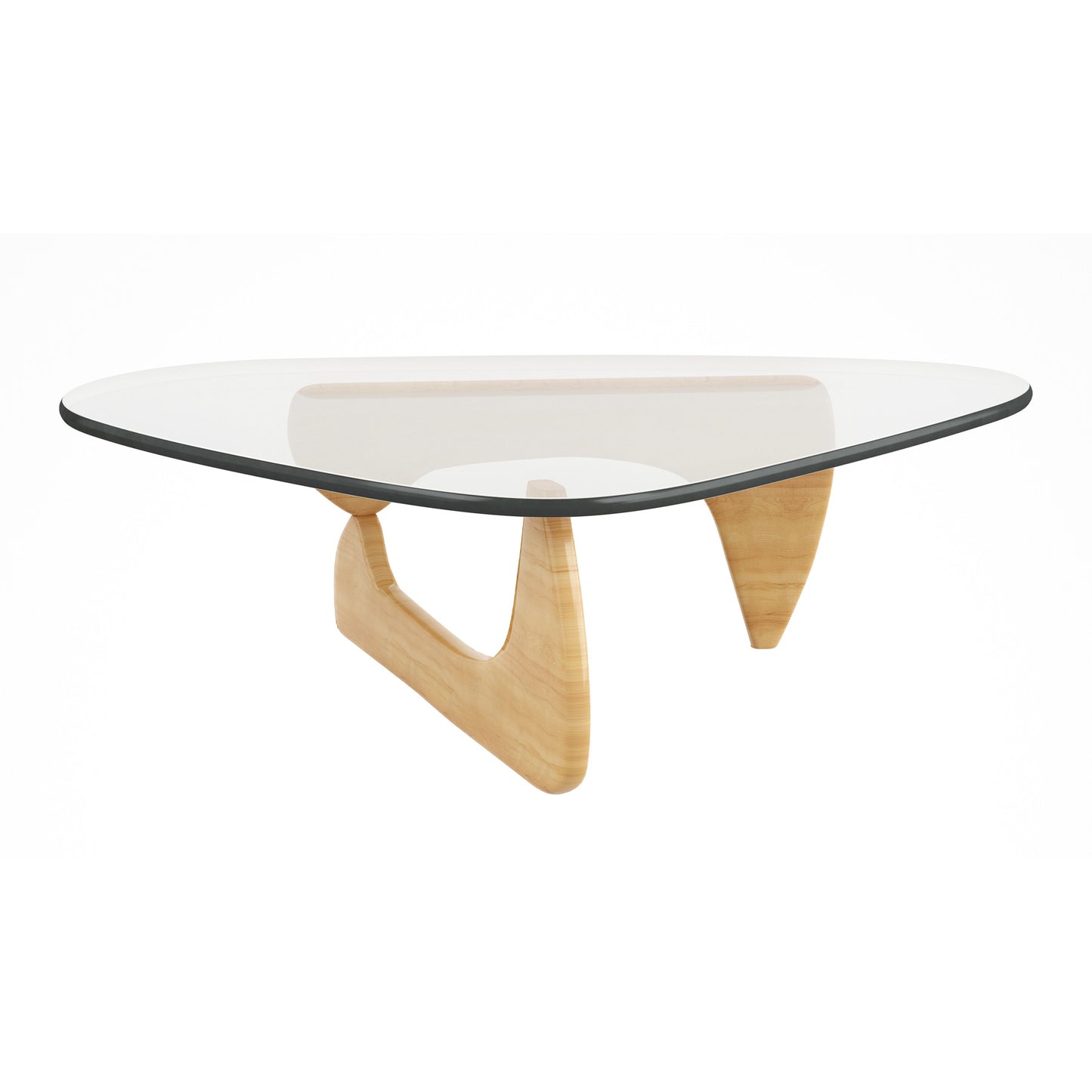 Glass and Solid Wood Triangle Coffee Table