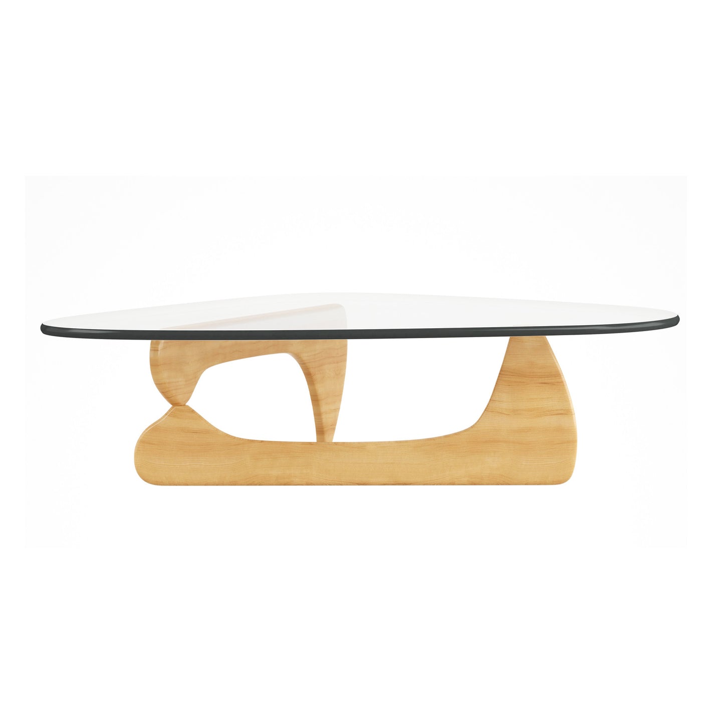 Glass and Solid Wood Triangle Coffee Table