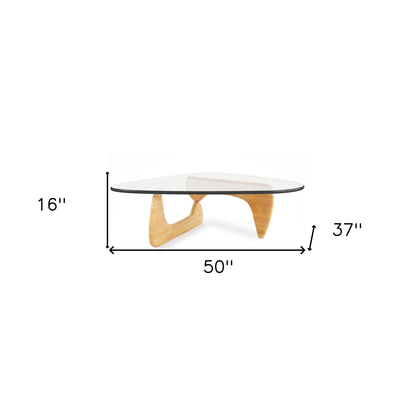Glass and Solid Wood Triangle Coffee Table