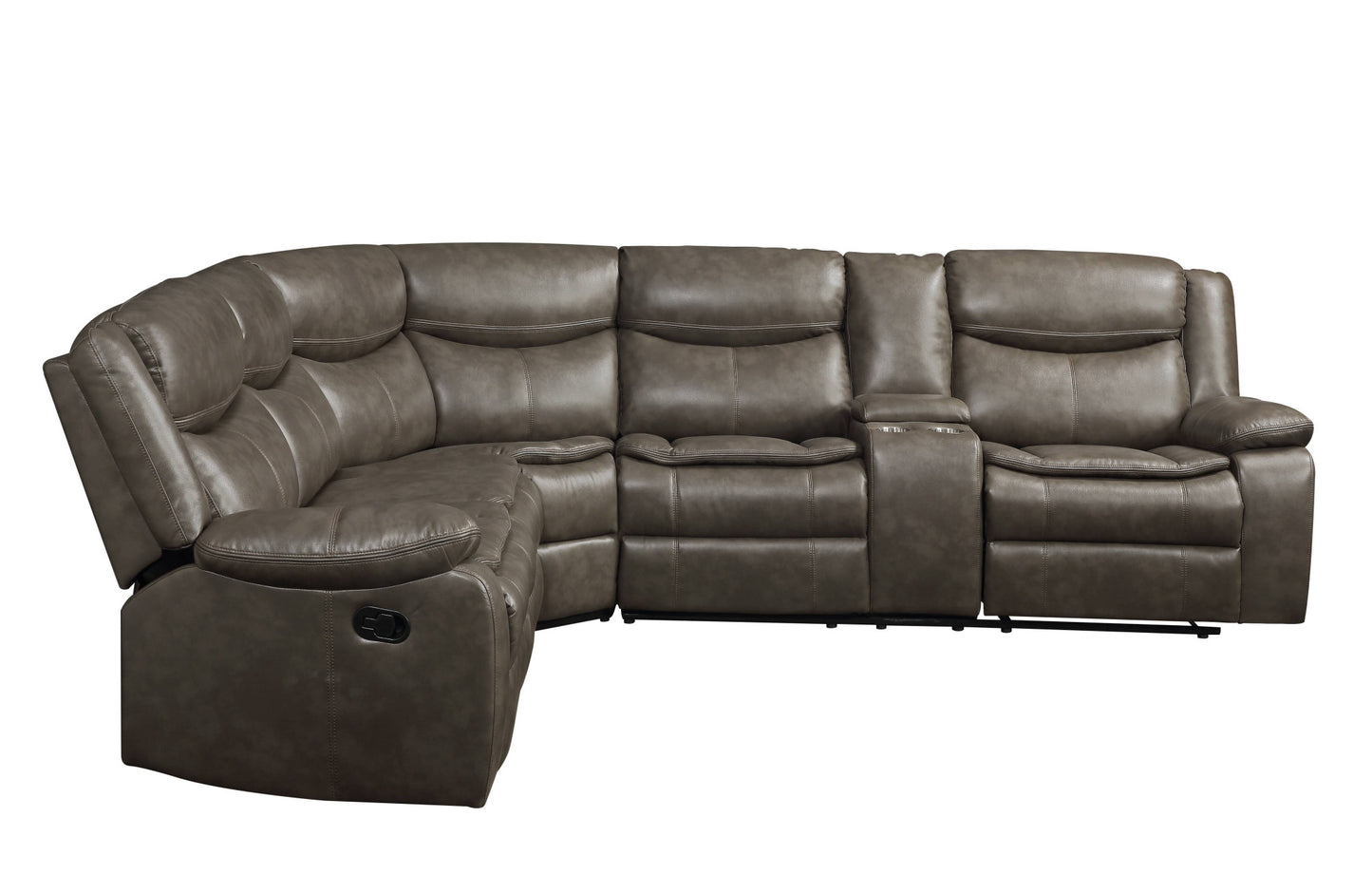 Faux Leather Reclining L Shaped Six Piece Corner Sectional with Console