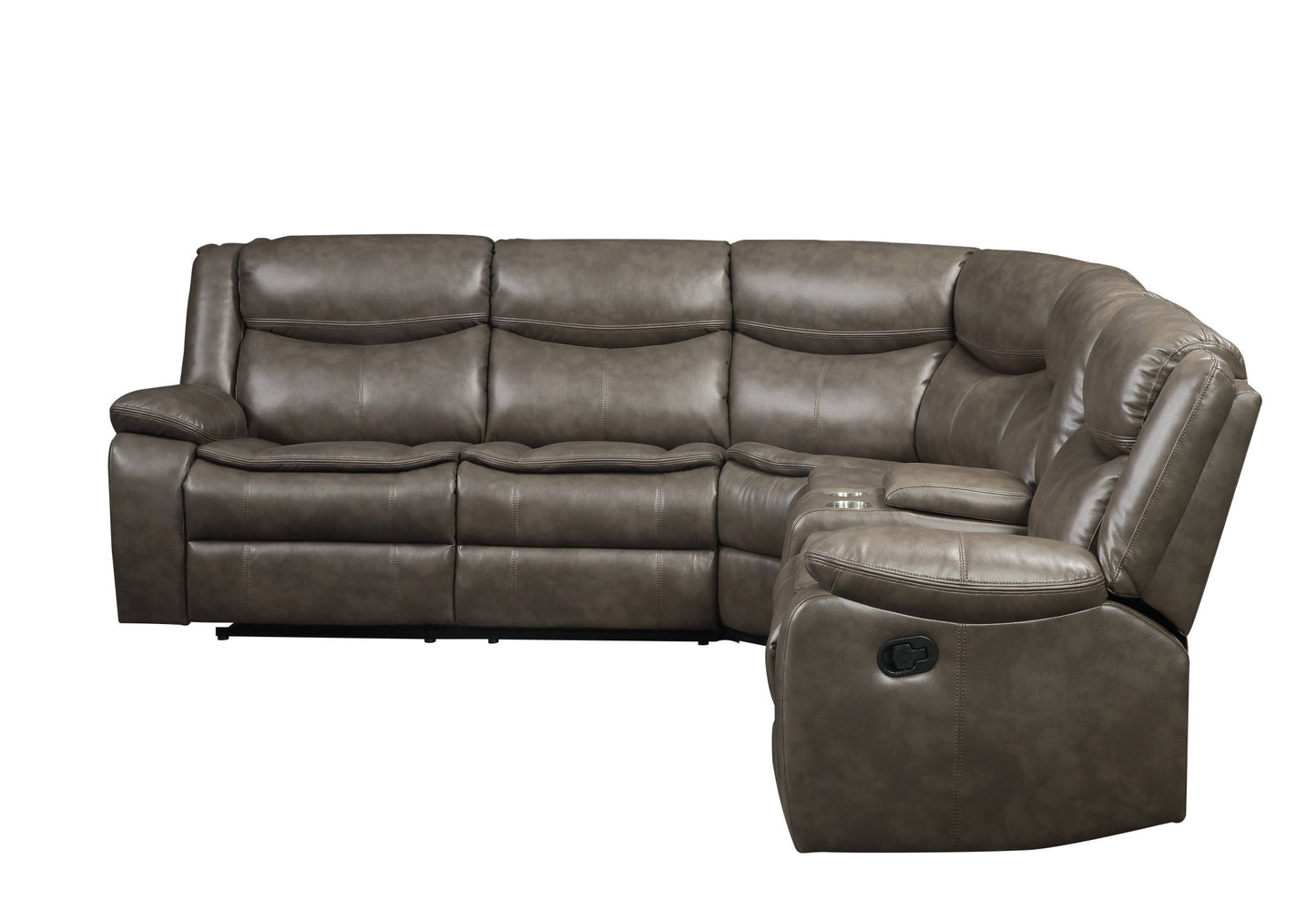 Faux Leather Reclining L Shaped Six Piece Corner Sectional with Console