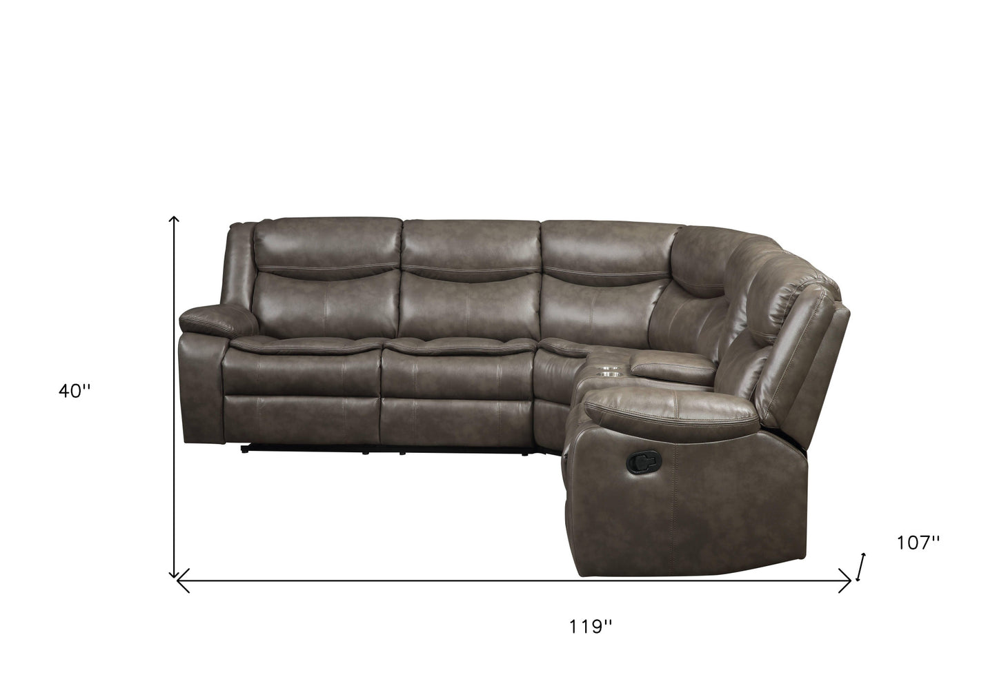 Faux Leather Reclining L Shaped Six Piece Corner Sectional with Console