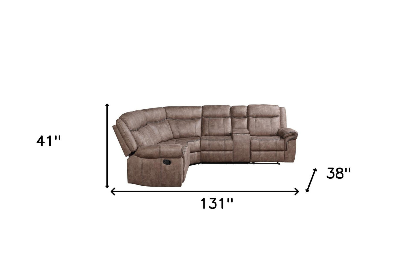 Velvet Reclining L Shaped Six Piece Corner Sectional with Console