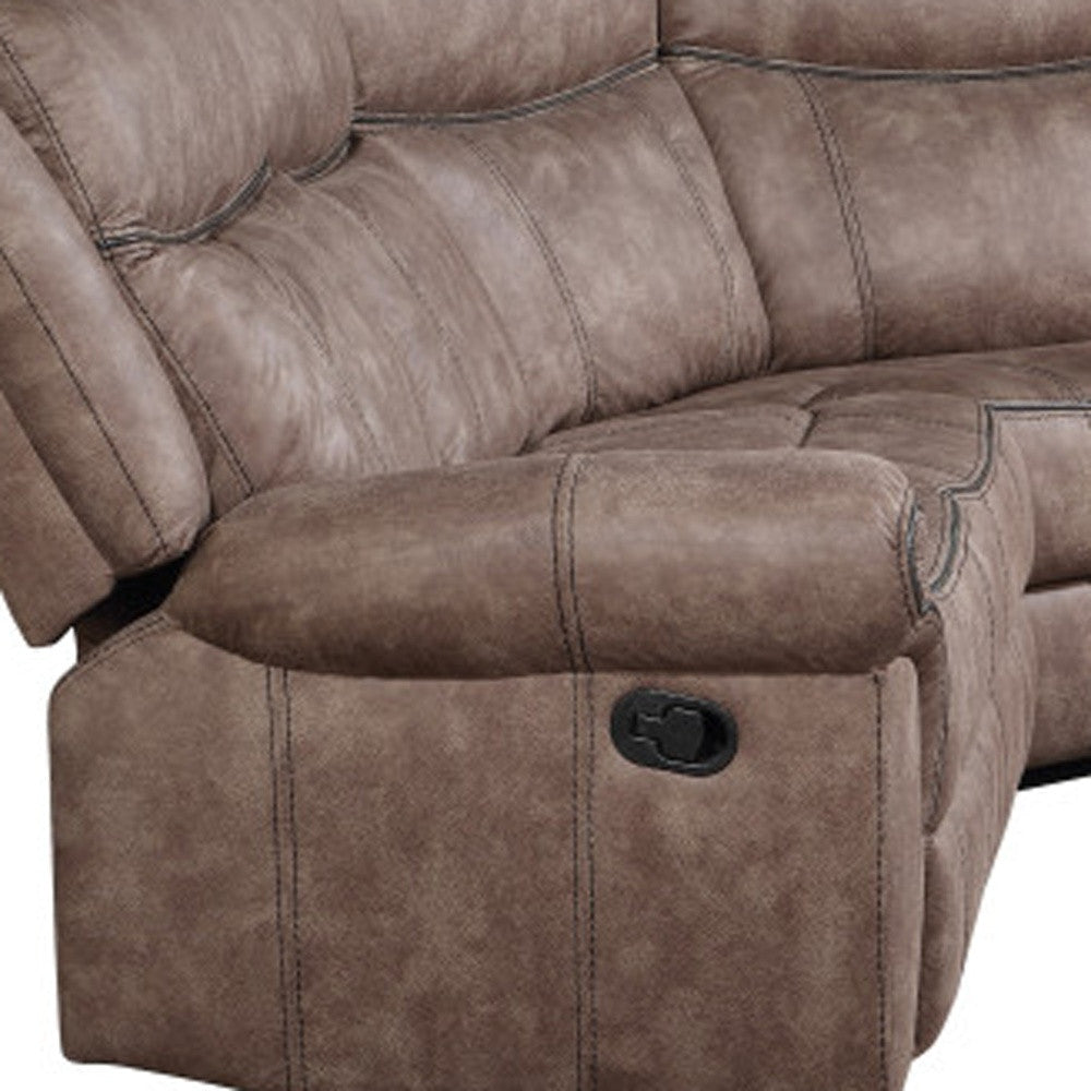 Velvet Reclining L Shaped Six Piece Corner Sectional with Console
