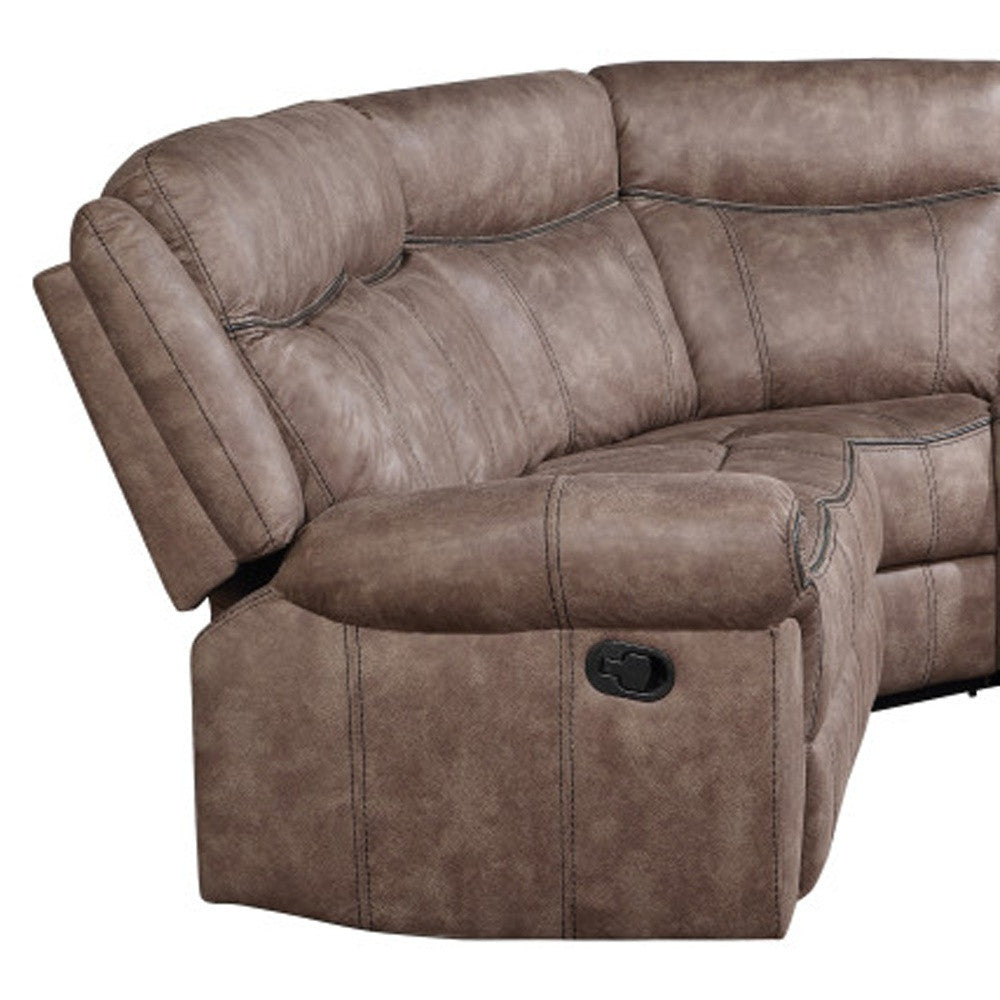 Velvet Reclining L Shaped Six Piece Corner Sectional with Console