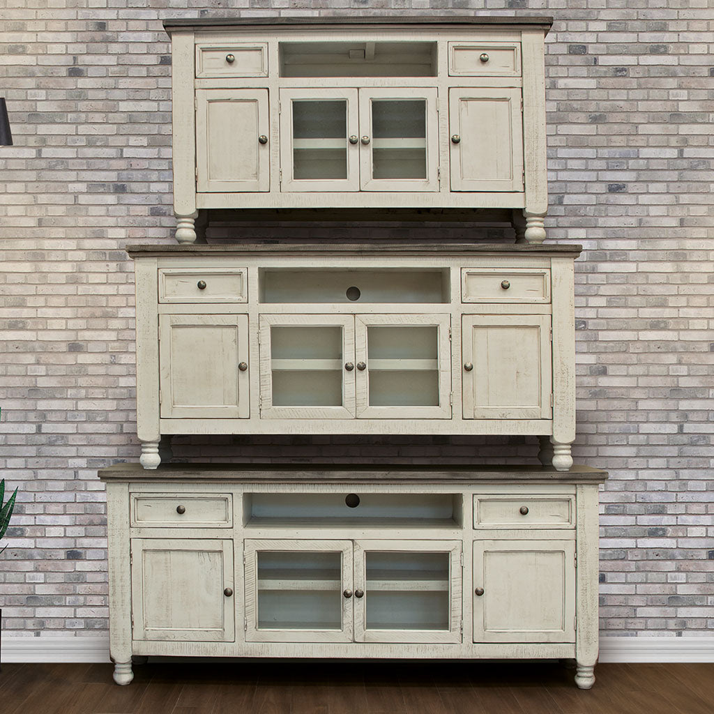 Solid Wood Enclosed Storage Distressed TV Stand