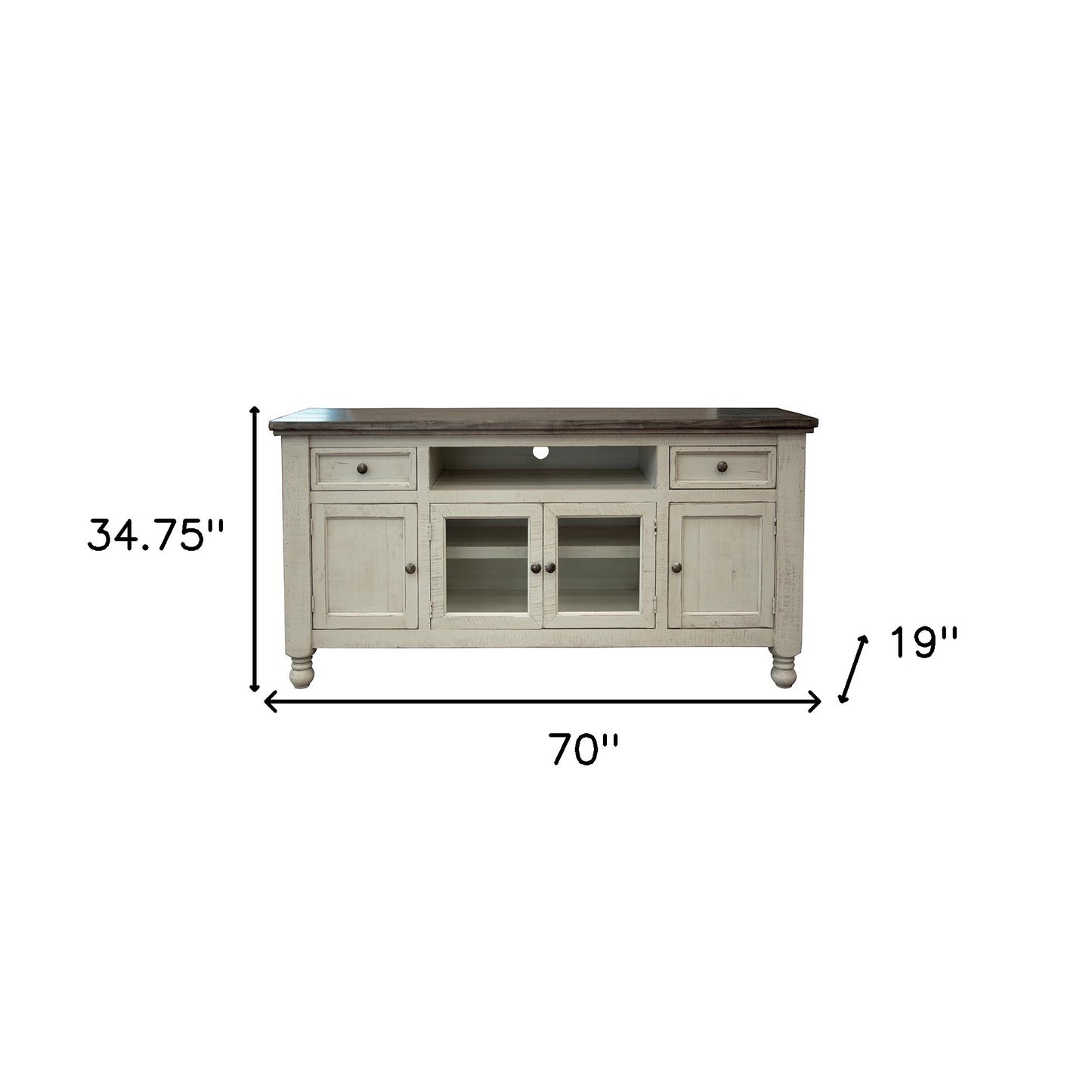 Solid Wood Enclosed Storage Distressed TV Stand