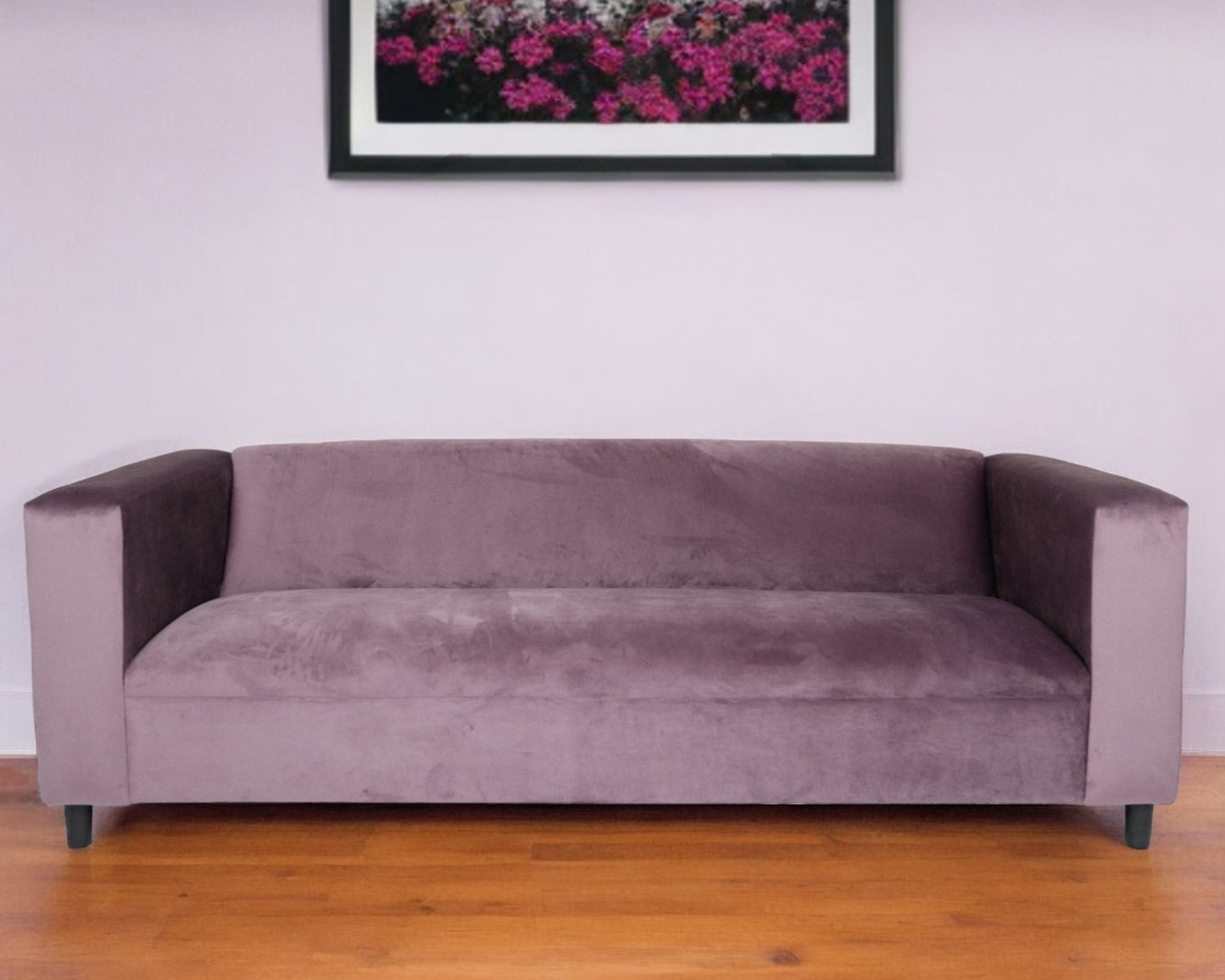 Velvet Sofa with Black Legs