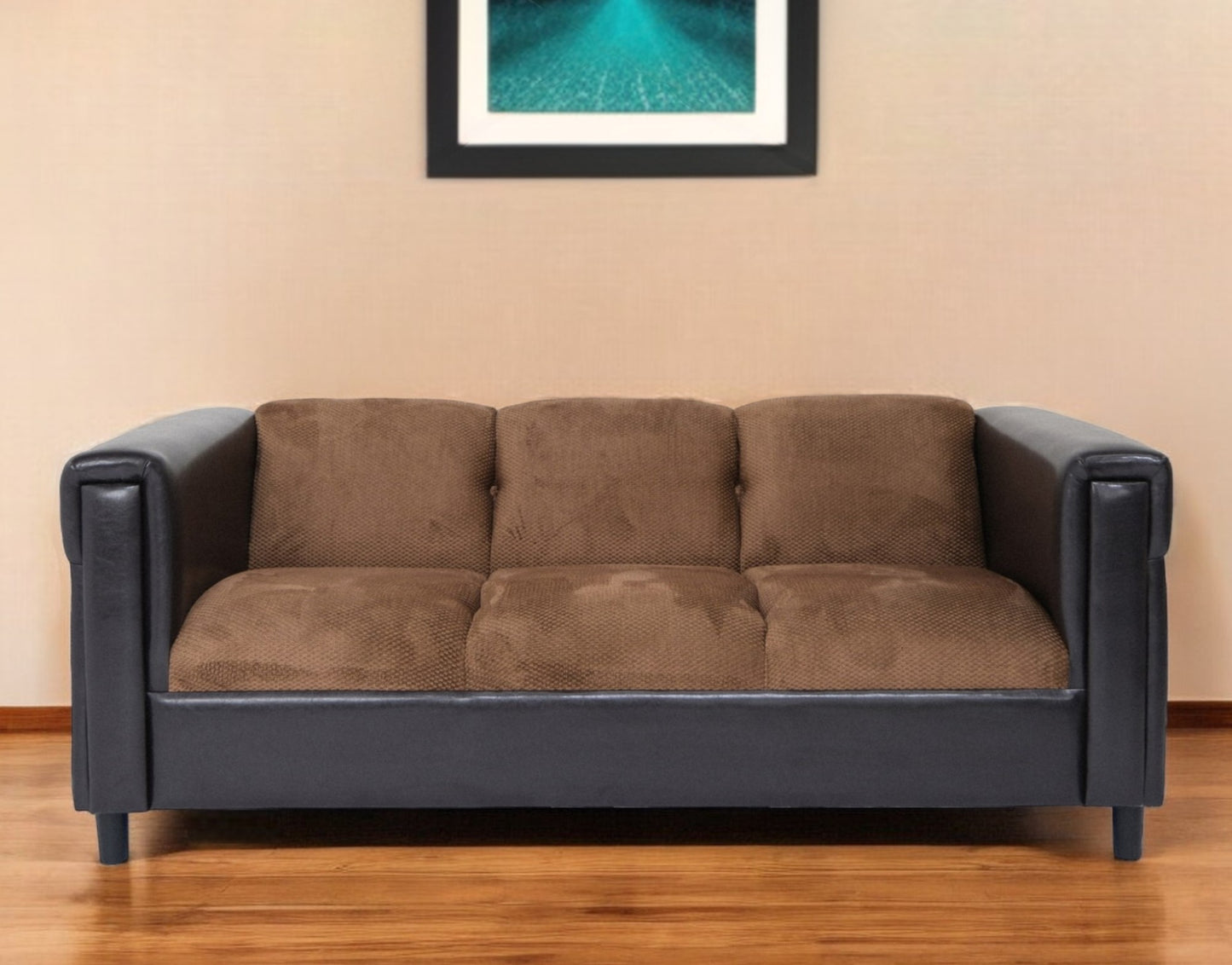 Chenille Sofa with Black Legs