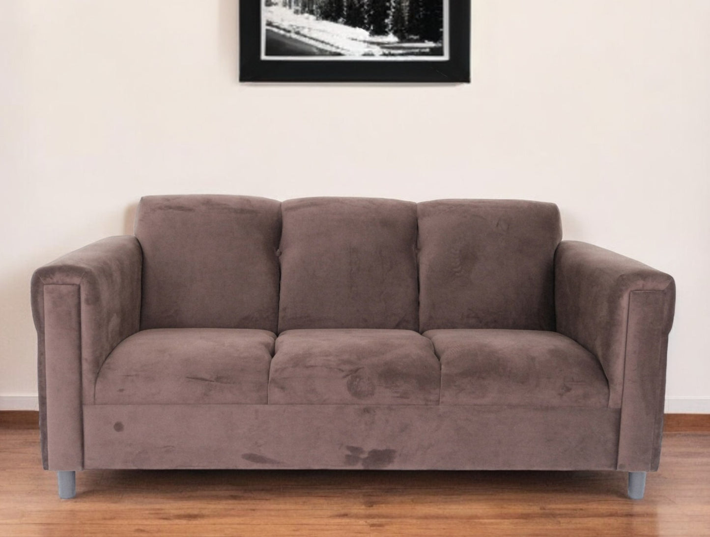 Suede Sofa with Black Legs