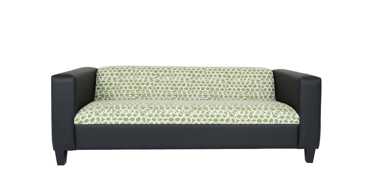 Faux Leather Geometric Sofa with Black Legs