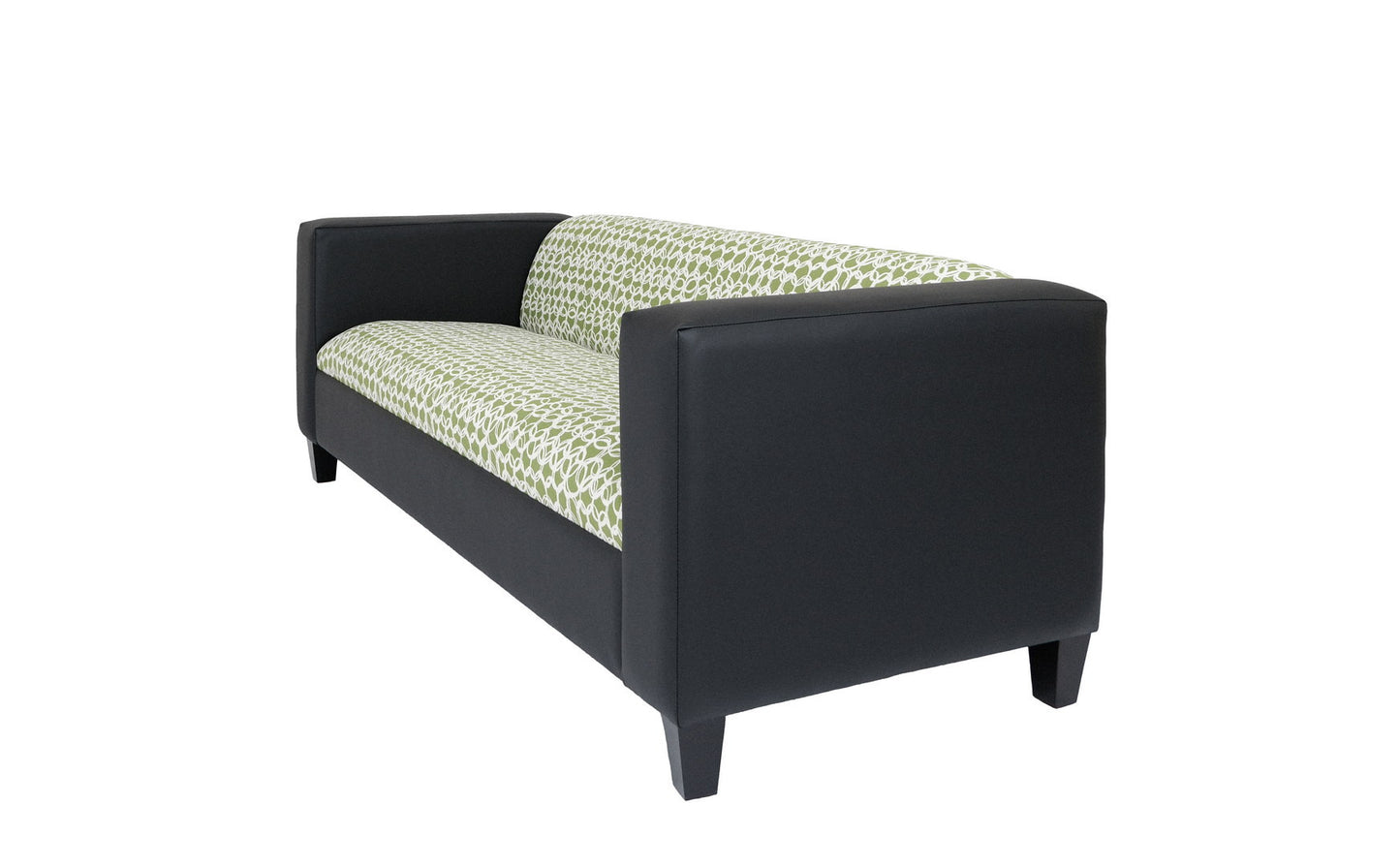 Faux Leather Geometric Sofa with Black Legs