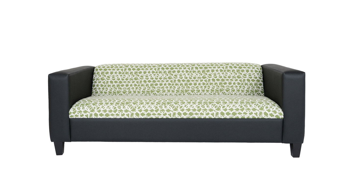 Faux Leather Geometric Sofa with Black Legs