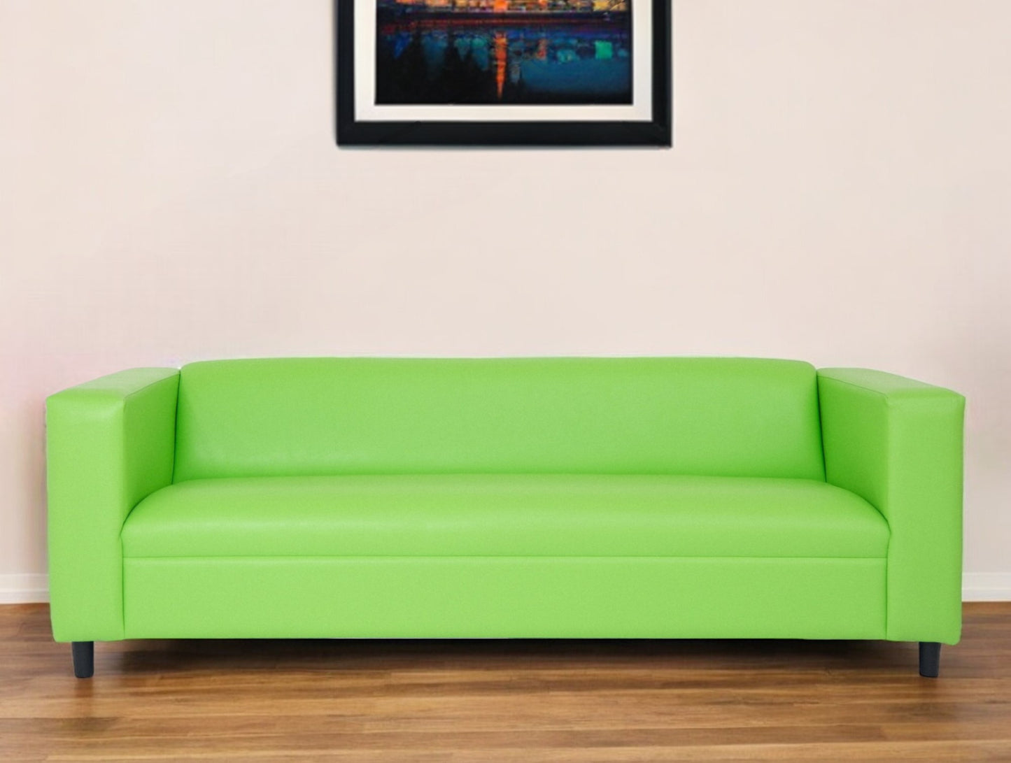 Faux Leather Sofa with Black Legs