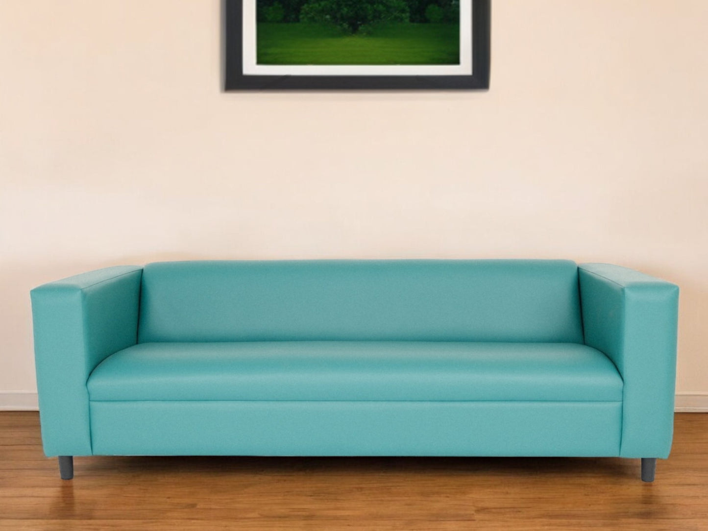 Faux Leather Sofa with Black Legs