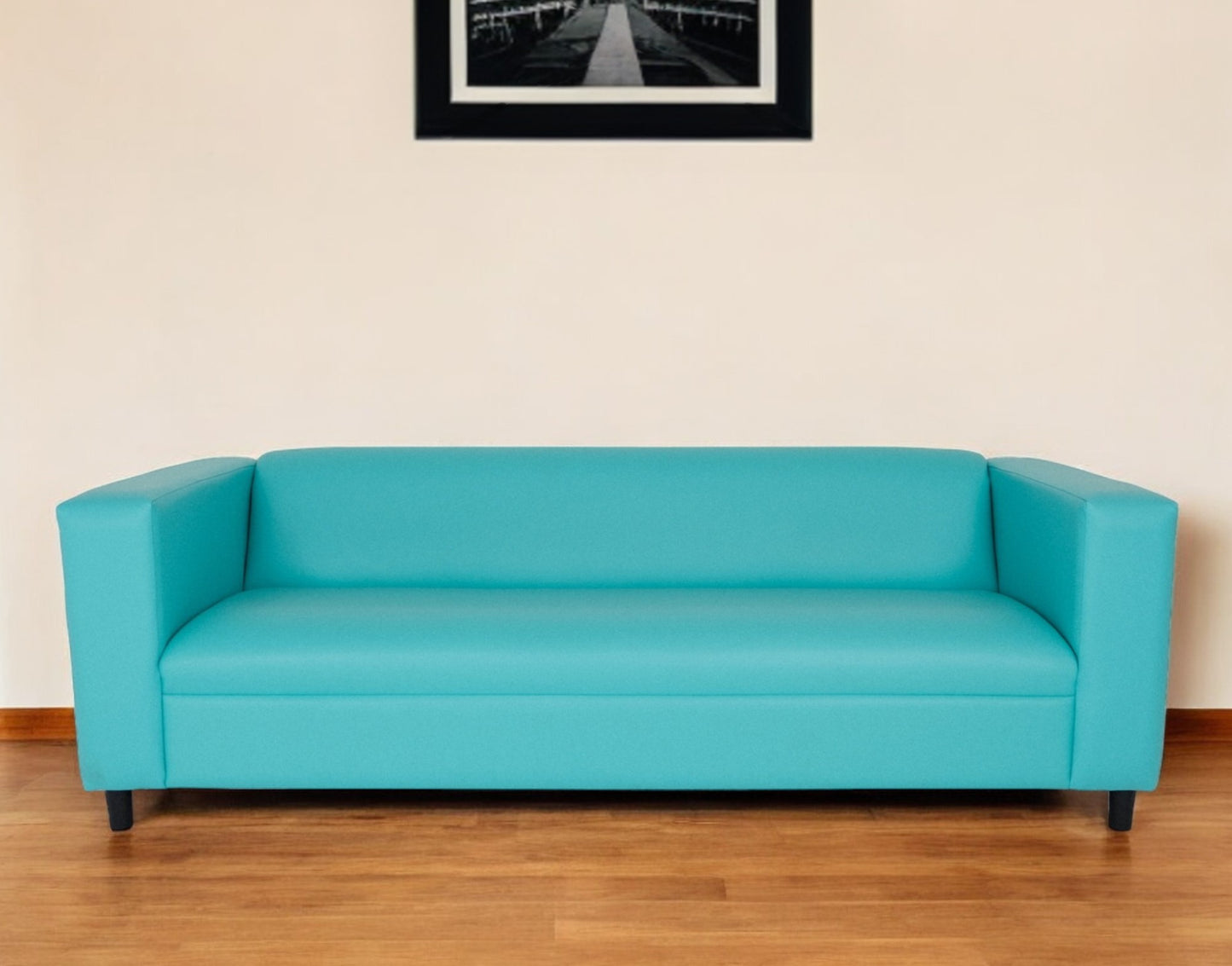 Faux Leather Sofa with Black Legs