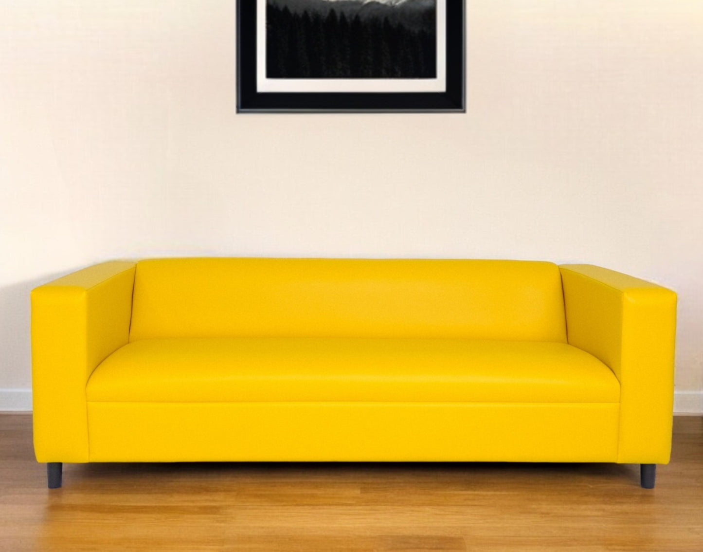Faux Leather Sofa with Black Legs