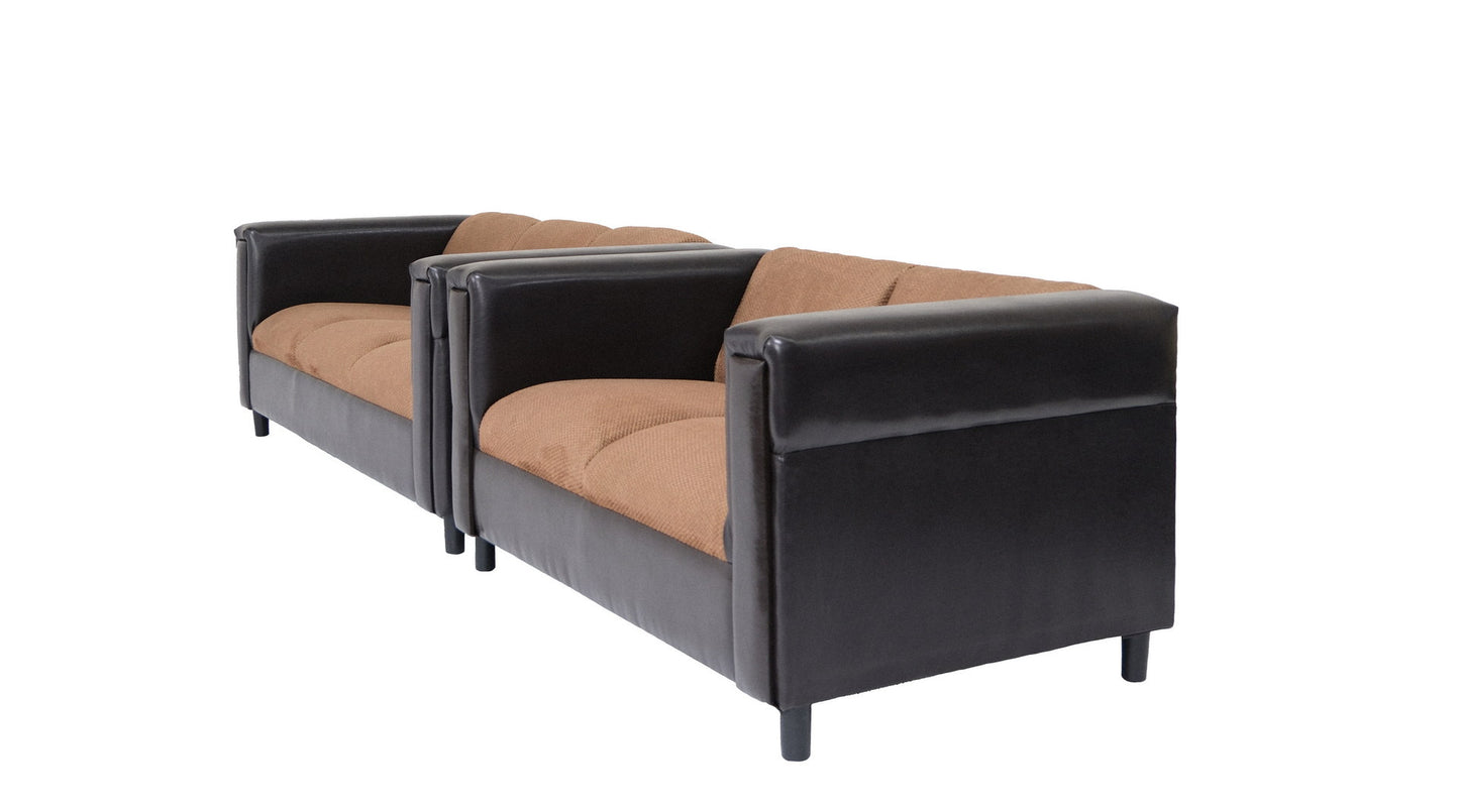 Two Piece Faux Leather and Chenille Seating Set