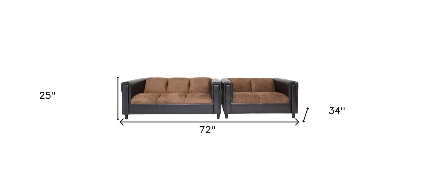 Two Piece Faux Leather and Chenille Seating Set