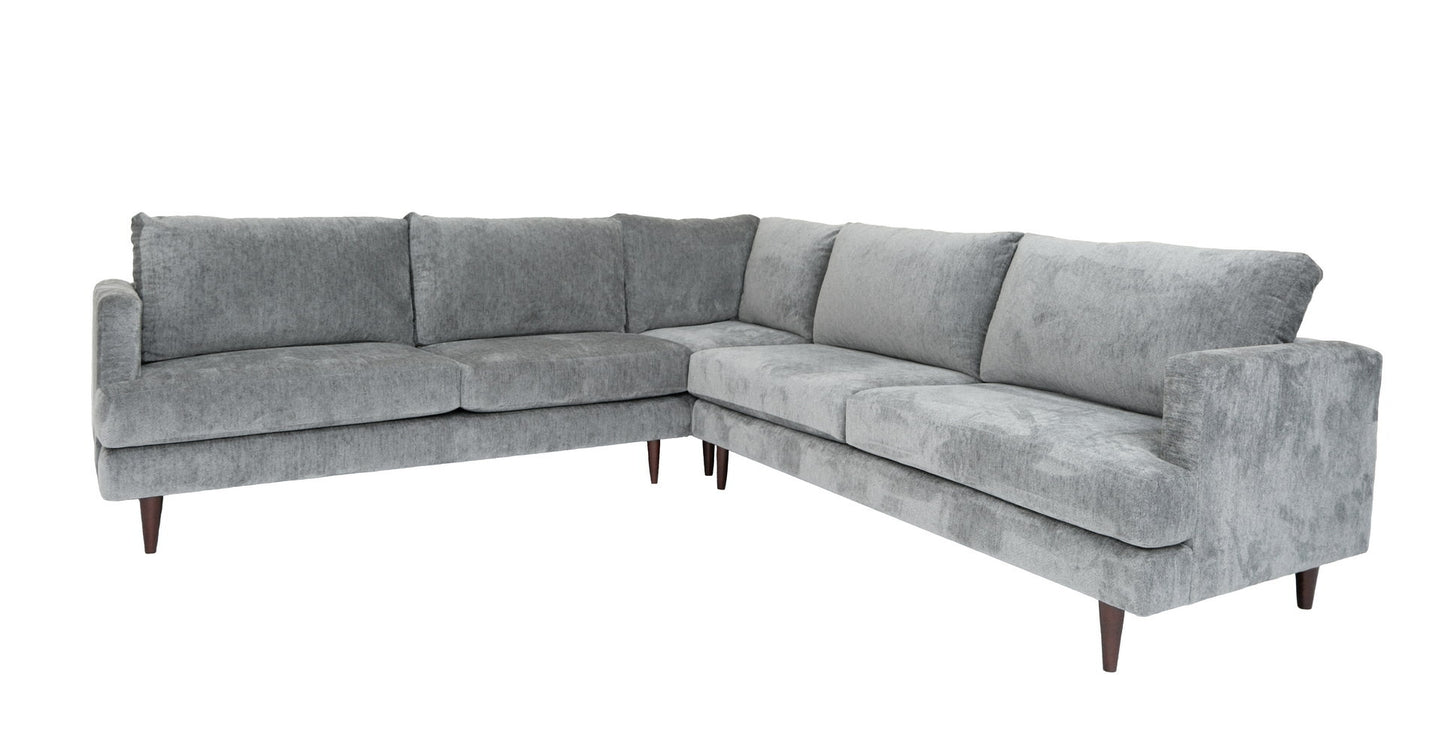 Velvet L Shaped Three Piece Sectional