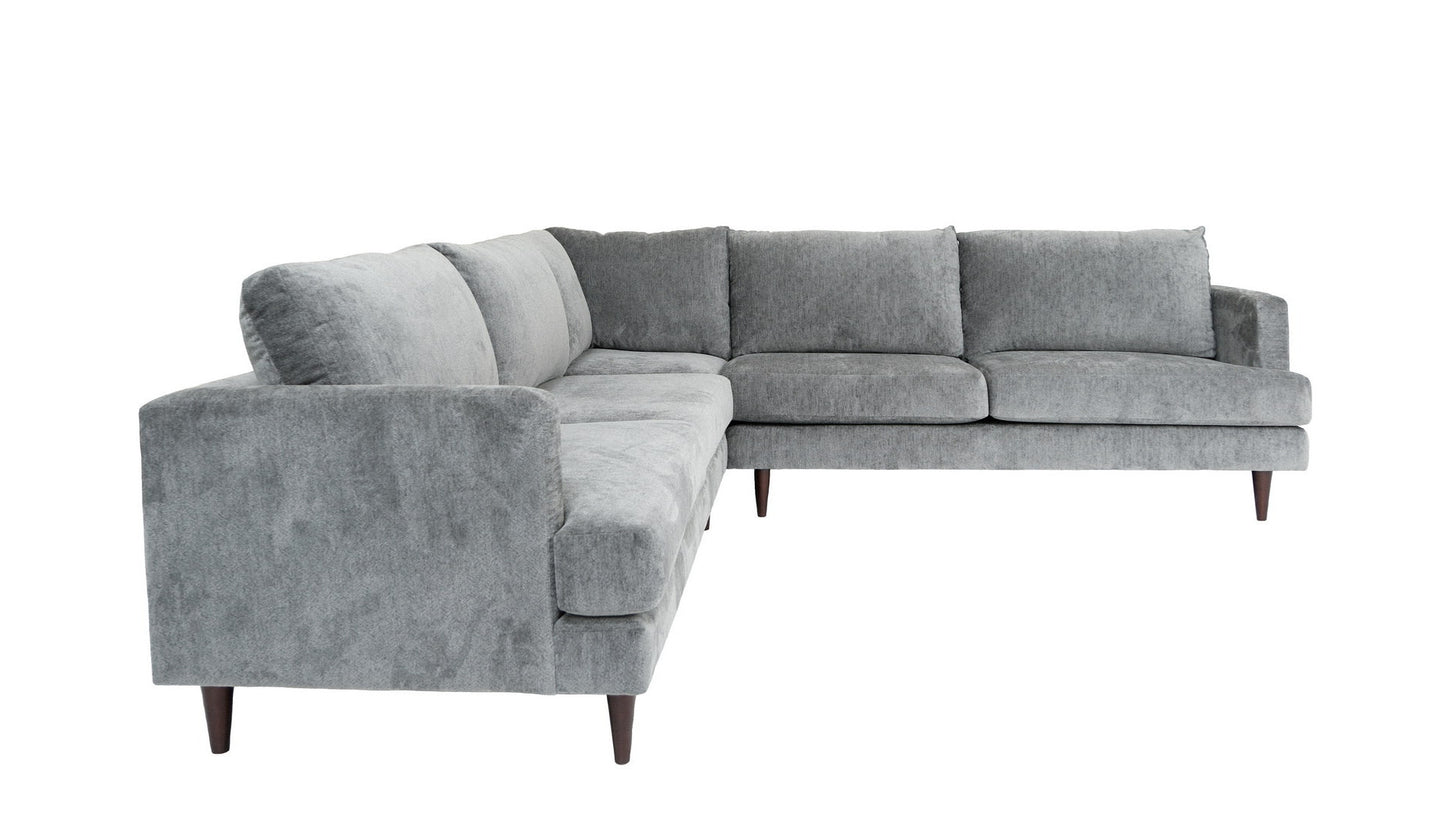 Velvet L Shaped Three Piece Sectional