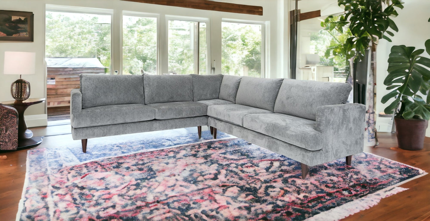 Velvet L Shaped Three Piece Sectional